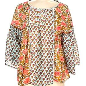 Rachel Zoe Smocked Blouse with 3/4 Sleeves small